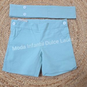 Pantalon corto vestir verde agua 3 a 10 años