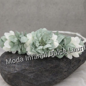 Corona ceremonia flores verde y beige 0135