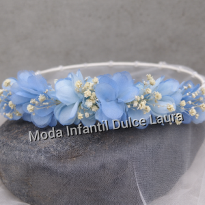 Corona ceremonia flores y paniculata azul 0142