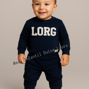 Conjunto sudadera pantalón ELE.O azul marino desde 6 meses hasta 3 años