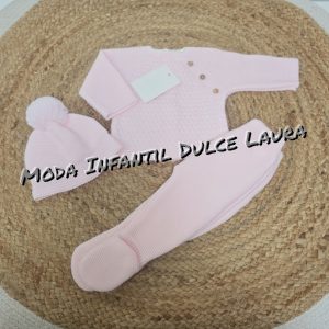 Conjunto lana 3 piezas color rosa desde 00 meses hasta 12 meses C7004