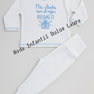 Conjunto primera puesta frase Mis abuelos son el mejor regalo azul y blanco