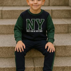 Conjunto sudadera pantalón largo verde y marino desde 4 años hasta 14 años