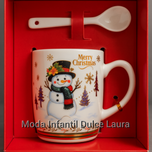Taza cuchara muñeco nieve Navidad