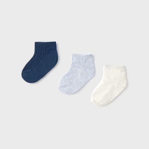 Set 3 calcetines lisos melocoton/marino/brisa