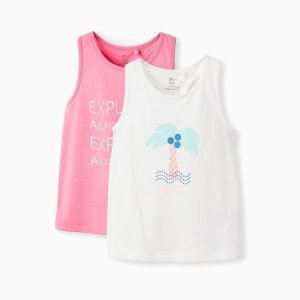 Pack camisetas tirantes rosa y blanca 3 a 14 años