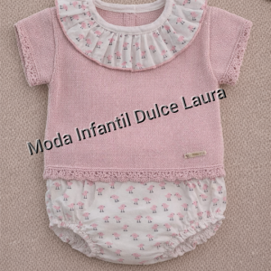 Conjunto hilo jersey corto cuello y ranita estampada pollitos rosa maquillaje desde 0 hasta 24 meses C1317