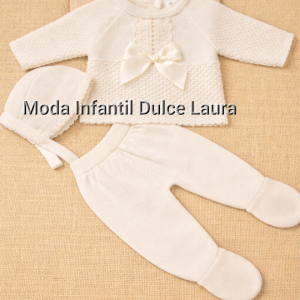 Conjunto hilo 3 piezas lazo beige desde 00 hasta 6 meses C915