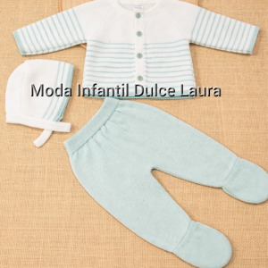 Conjunto hilo rayas verde y blanco desde 00 hasta 6 meses C1006
