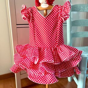 Vestido flamenca lunar rojo desde 1 año hasta 6 años
