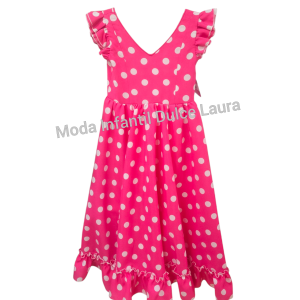 Bata flamenca rosa lunares blanco desde 2 años hasta 6 años