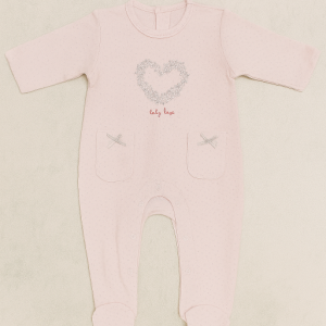 Pijama pelele rosa corazon algodón desde 0 hasta 6 meses