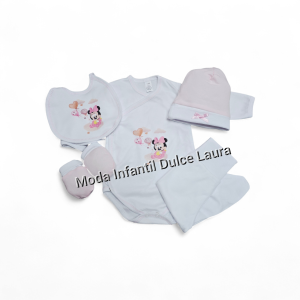 Set primera puesta minnie rosa y blanco