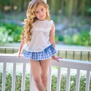 Conjunto camisa  braga falda vichy azul desde 6 meses hasta 36 meses 200251403