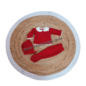 Conjunto lana tres piezas 5005 00 a 12 meses rojo