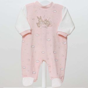 Pijama pelele terciopelo conejitos rosa desde 0 meses hasta 6 meses KN61