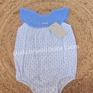 Pelele hilo y tela estampado anclas azul eléctrico p7208 desde 0 meses hasta 12 meses