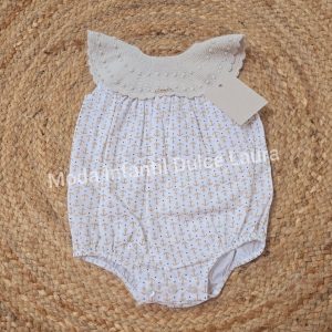 Pelele hilo y tela estampado anclas arena p7208 desde 0 meses hasta 12 meses