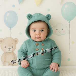 Conjunto abrigo polaina color verde desde 1 mes hasta 12 meses C5518