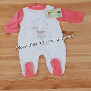 Pelele pijama terciopelo conejito 0 a 24 meses