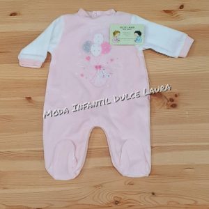 Pelele pijama terciopelo osito globos 0 a 24 meses
