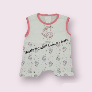 Pelele pijama algodón sin mangas rosa con dibujo de zorrito en la luna 0 a 24 meses