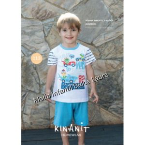 Pijama manga corta niño coche dinosaurios 2 a 6 años