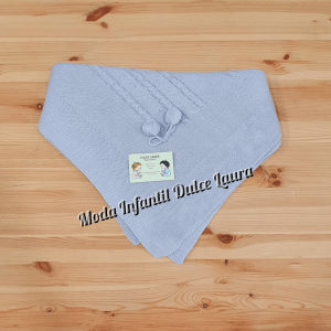 Toquilla lana 2763 gris pompones