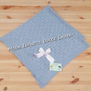 Toquilla lana MT002 gris con lazo rosa
